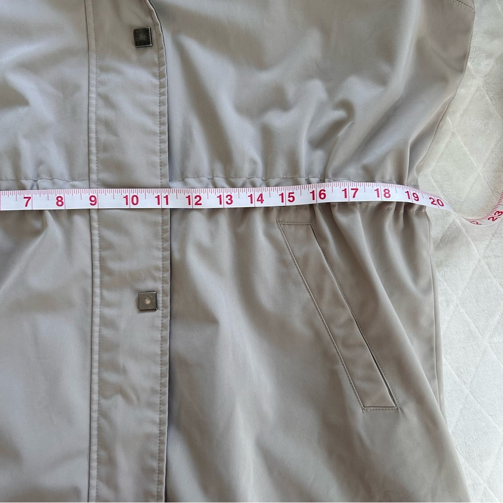 Vintage Y2K Liz Claiborne Beige Jacket Coat Detachable Hood Size Large - Picture 5 of 16
